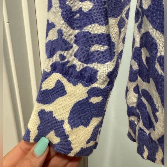 ANN TAYLOR LOFT Petites Size SP Purple Animal Print Cardigan Y2K Office - Picture 8 of 15